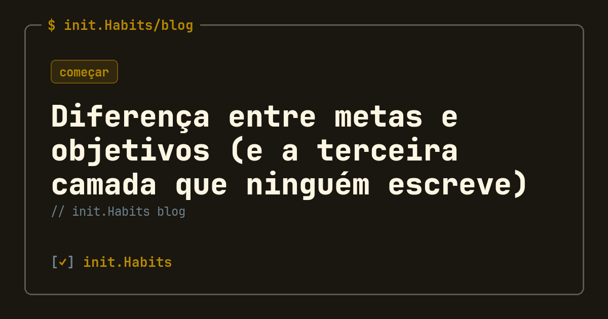 Diferença entre metas e objetivos (e a terceira camada que ninguém escreve) — init.Habits blog