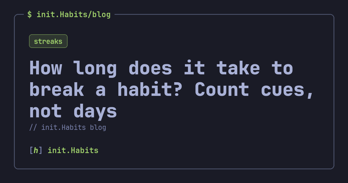 How long does it take to break a habit? Count cues, not days — init.Habits blog