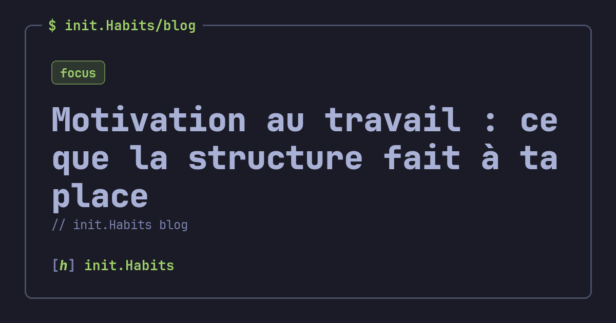 Motivation au travail : ce que la structure fait à ta place — init.Habits blog