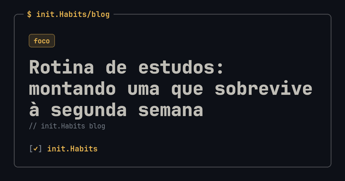 Rotina de estudos: montando uma que sobrevive à segunda semana — init.Habits blog
