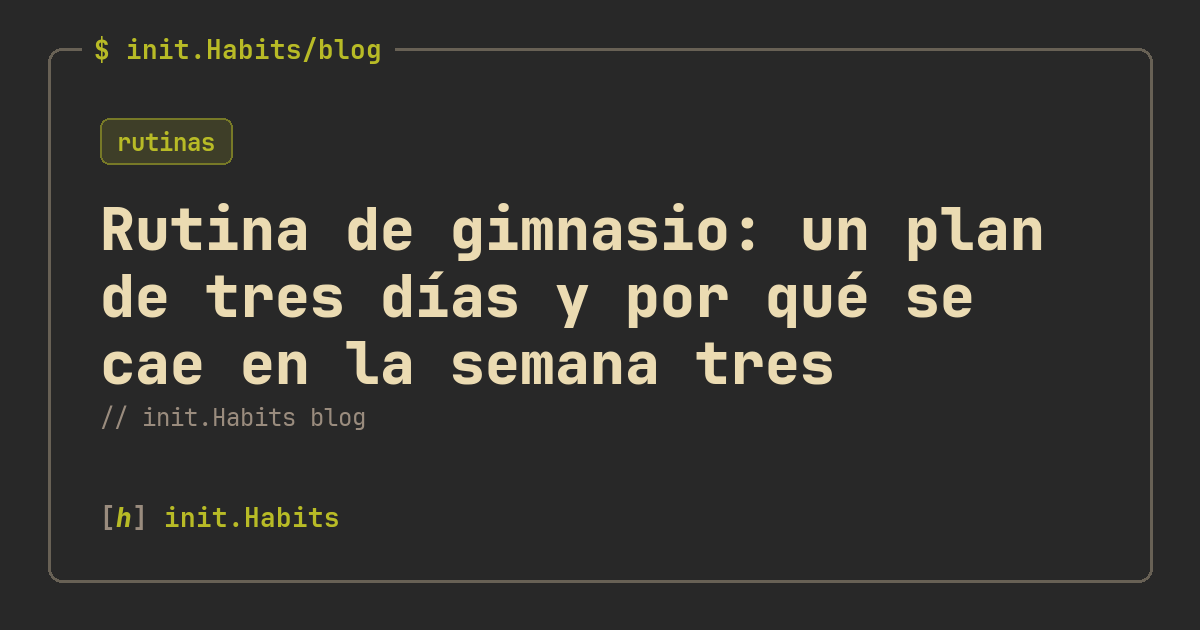 Rutina de gimnasio: un plan de tres días y por qué se cae en la semana tres — init.Habits blog