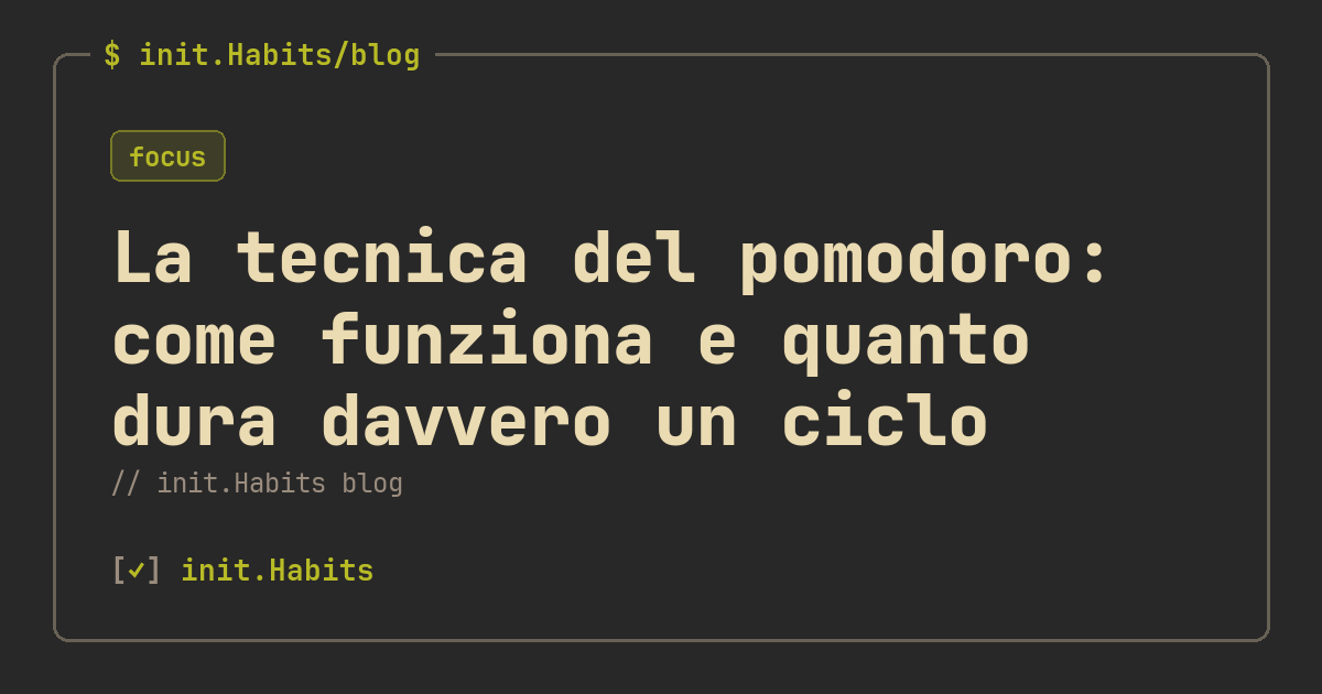 La tecnica del pomodoro: come funziona e quanto dura davvero un ciclo — init.Habits blog